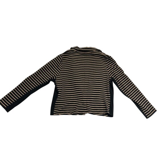 Chicos Zenergy Cardigan Sweater Womens 3 Black Beige Striped Jacket - Picture 2 of 6